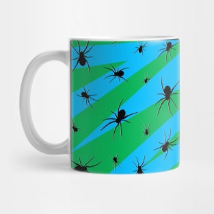 Halloween Spider Pattern Green and Blue Mug